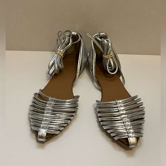 ASOS Design Silver Lace Up Flats Shoes 9 - Picture 8 of 9